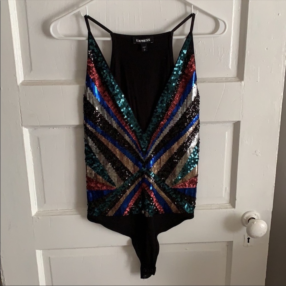 Express Multicolor Sequin Bodysuit